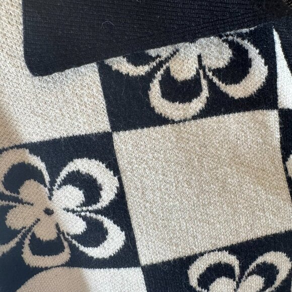 Cider Black & White Checkerboard Floral Knit Button-Down Polo – Size 3XL - Picture 6 of 10